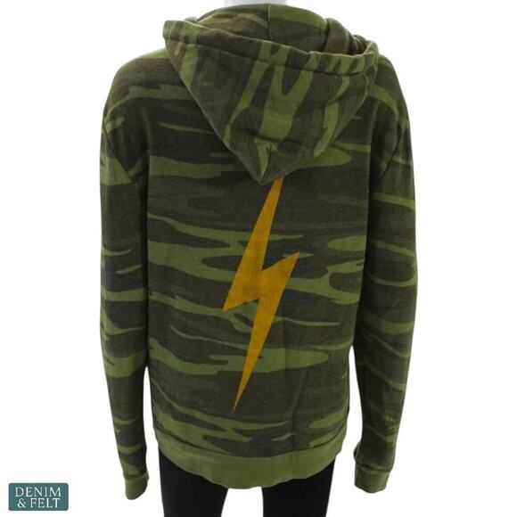 Aviator Nation Bolt Zip Hoodie Camo Lightning Graphic Full Zip Sweatshirt Med - Picture 2 of 16
